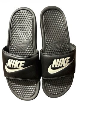 New no tags Nike Black men Slides with White Logo